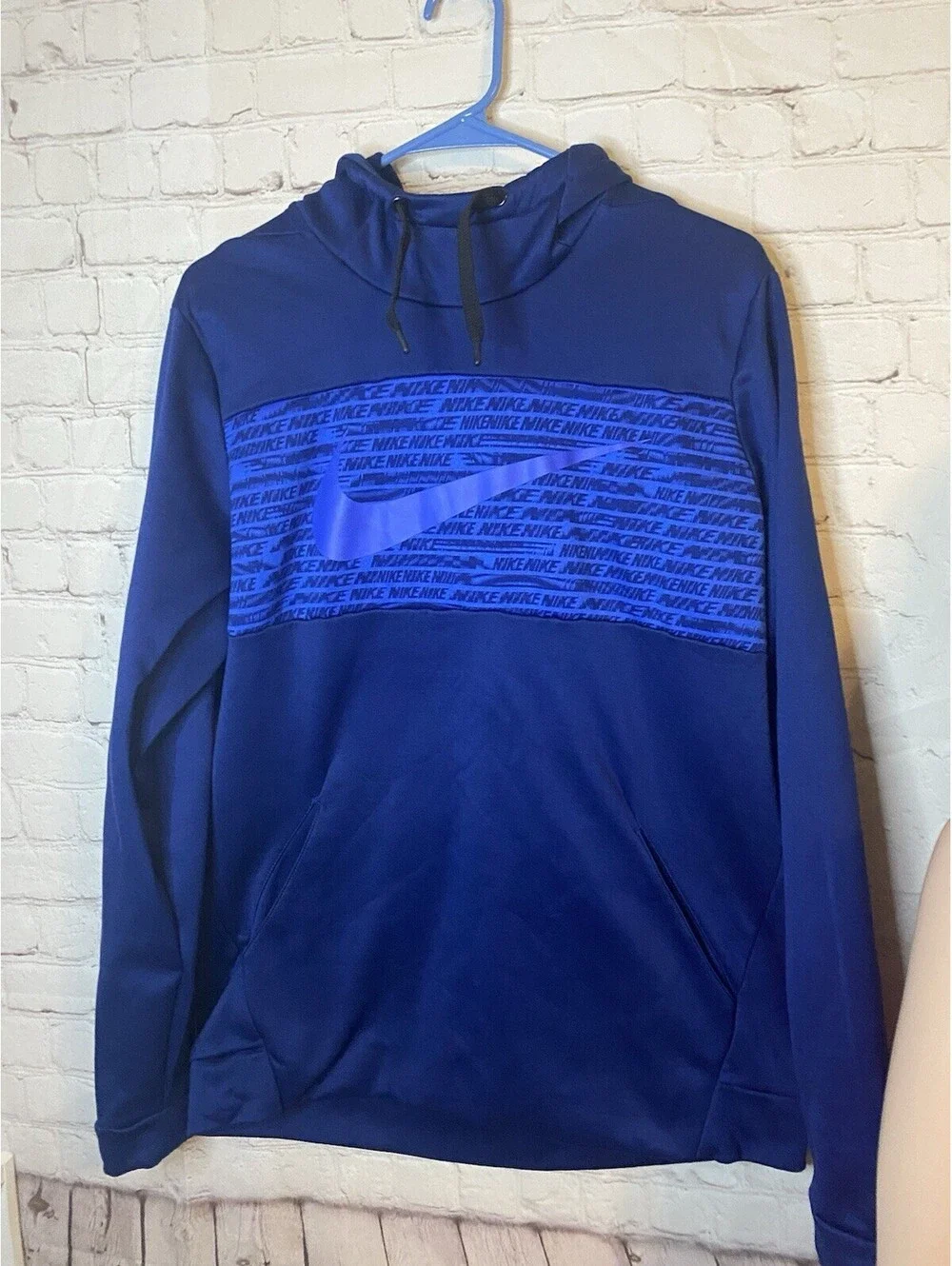 Nike Sweater Large Blue Pullover Sweatshirt Hooded Casual